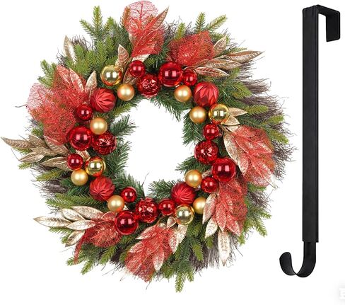 22" Spring Wreath for Front Door Lush Summer Floral Pink Cherry Blossom Purple Lilac Grapevine Base Artificial Wreaths for Outdoor Indoor Easter Decor in Saudi Arabia