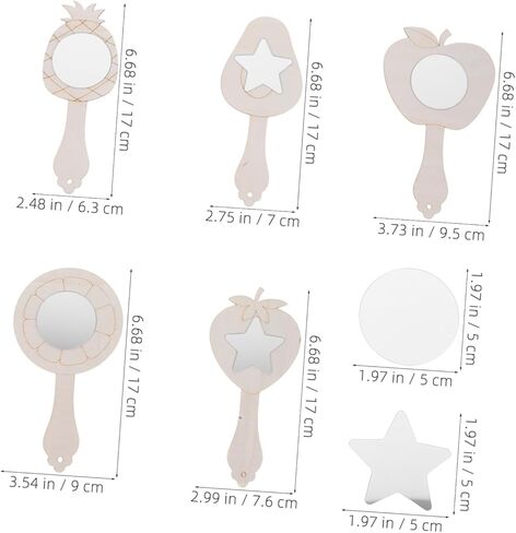LIFKOME 10sets Craft Mirror Boys and Girls Handheld Mini Princess Mirror for Boys and Girls Art Painting Party Favor in Saudi Arabia