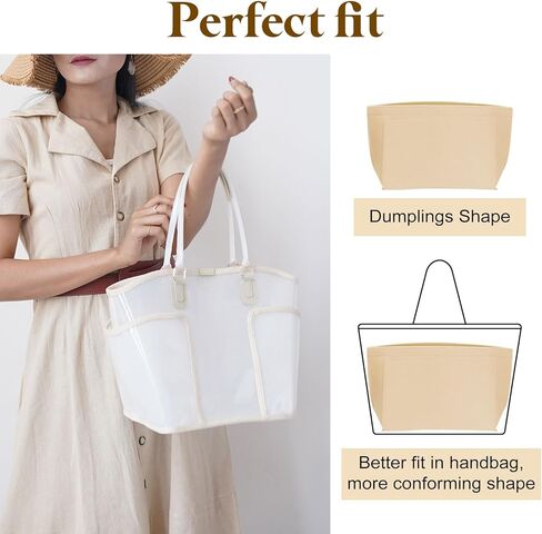 uxcell Purse Organizer Insert, Felt Tote Bag Organizer Insert, Purse Dividers for Handbag Inside Purse, Beige in Saudi Arabia