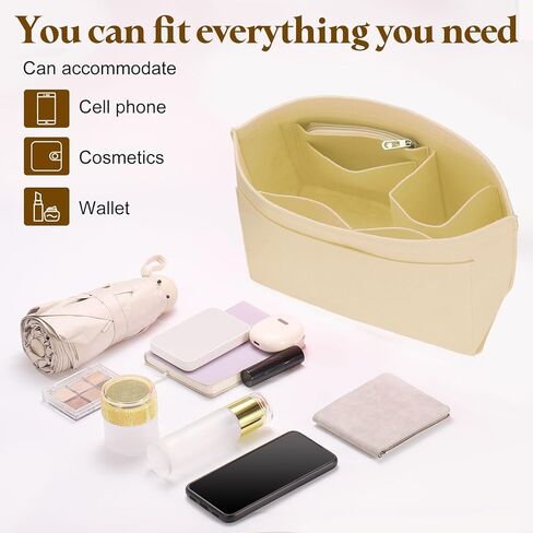 uxcell Purse Organizer Insert, Felt Tote Bag Organizer Insert, Purse Dividers for Handbag Inside Purse, Beige in Saudi Arabia