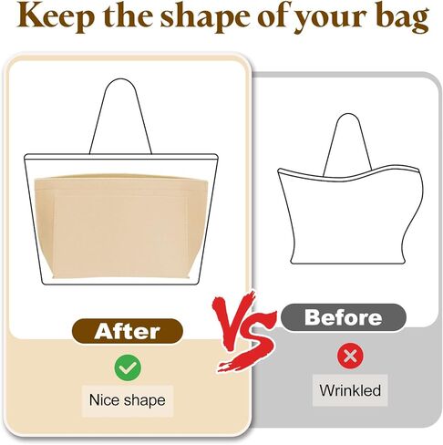uxcell Purse Organizer Insert, Felt Tote Bag Organizer Insert, Purse Dividers for Handbag Inside Purse, Beige in Saudi Arabia