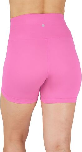 Yogalicious Womens 5", 7" High Waisted Biker Shorts Squat Proof Workout Yoga Short 2 Pack - Sugar Plum/Black 5" Elastic Free - Large in Saudi Arabia