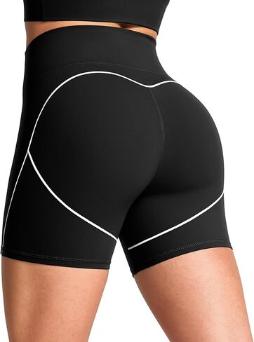 Workout Biker Shorts for Women Contrast Stitching Heart Throb Athletic Yoga Running Short 5" Inseam in Kuwait