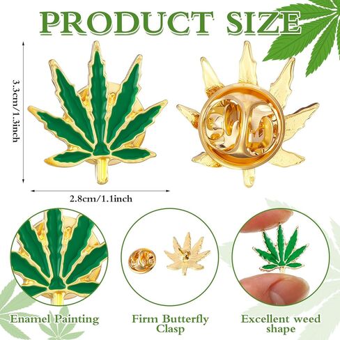 24 Sets Marijuana Accessory 420 Weed Accessories Marijuana Leaf Enamel Lapel Pin with Cards and Bags for Men Women Clothes Bags Hats Cannabis Gifts Weed Party Decorations Jamaica Favors for Adults in Saudi Arabia