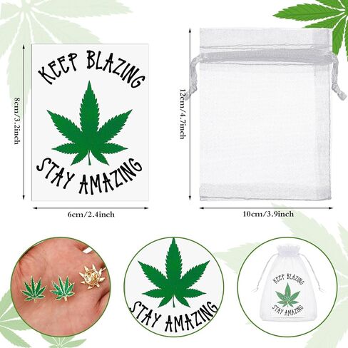 24 Sets Marijuana Accessory 420 Weed Accessories Marijuana Leaf Enamel Lapel Pin with Cards and Bags for Men Women Clothes Bags Hats Cannabis Gifts Weed Party Decorations Jamaica Favors for Adults in Saudi Arabia