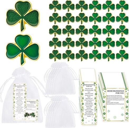30 مجموعة من دبابيس القرنفل لعيد القديس باتريك إكسسوارات دبوس شامروك بطاقات نعمة الإشارات المرجعية حقائب بيضاء لحفلات القديس باتريك الأيرلندية هدايا الحظ السعيد السائبة in Kuwait