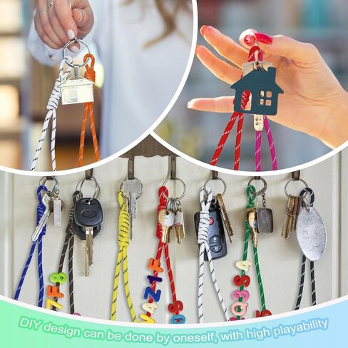 Paracord Keychain,14 Pcs Braided Rope Lanyard for Key/Bag/Purse Colorful Handmade Paracord Charms for Handbag Backpack Decoration Accessories in Saudi Arabia