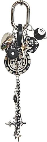 Floette Y2K المفاتيح مجموعة الكرة النرد سلسلة مفاتيح سحرية حقيبة Charms الرجعية منفعل حقيبة الظهر محفظة الملحقات Y2K الجمالية مفتاح سلسلة in Kuwait