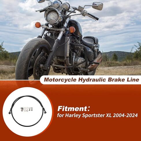 46.5" Hydraulic Front Brake Line Kit for 16Inch Handlebar Hydraulic Brake Line for Harley Sportster XL 2004-2024 Black in Saudi Arabia