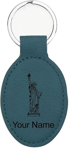 LaserGram Oval Keychain, Statue of Liberty, Personalized Engraving Included (Gray) in Kuwait