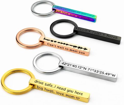 Drive Safe Custom Keychain - توقف عن فقدان مفاتيحك بأناقة | سلاسل مفاتيح شخصية ثلاثية الأبعاد بأسماء | فضي، أسود، ذهبي، ذهبي وردي، قوس قزح | هدايا الانتقال لمنزل جديد/شقة لعيد الميلاد in Saudi Arabia