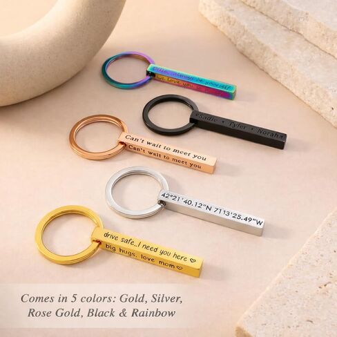 Drive Safe Custom Keychain - توقف عن فقدان مفاتيحك بأناقة | سلاسل مفاتيح شخصية ثلاثية الأبعاد بأسماء | فضي، أسود، ذهبي، ذهبي وردي، قوس قزح | هدايا الانتقال لمنزل جديد/شقة لعيد الميلاد in Saudi Arabia