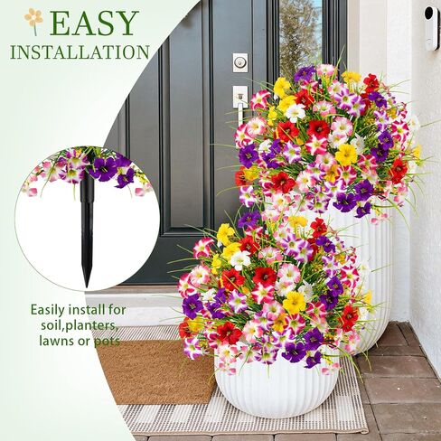 MACTING 2 حزمة من أشجار الكرة توبياري من خشب البقس الاصطناعي مع زهور مجد الصباح الكبيرة، 24.4 بوصة شجيرات صناعية دائمة الخضرة مقاومة للأشعة فوق البنفسجية مع مسامير أرضية للشرفة الخارجية وفناء الحديقة وديكور الربيع والصيف in Kuwait