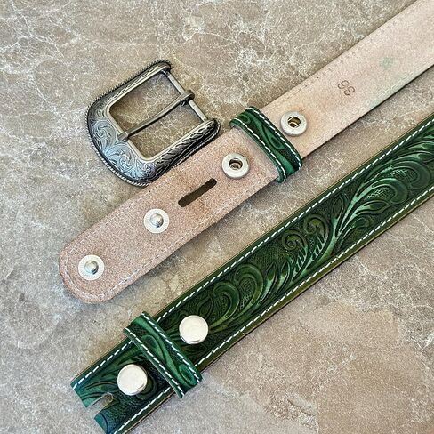 DANIEL'S ARTPLANET Women's Western Belt 1.5" Wide Full Grain One Piece Leather Belt with Buckle Handmade Engraved Tooled in Kuwait