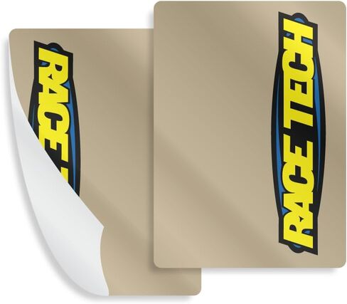 Race Tech Clear Fork Stickers Suspension Decals Set Left and Right (Blue/Yellow) (9x6.5) (RT-BLUYEL-CLR-Set) in Saudi Arabia