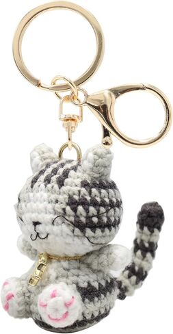 سلسلة مفاتيح MC Fashion Crochet Cat - حقيبة غزل كروشيه يدوية ثلاثية الأبعاد لطيفة لمحبي القطط in Kuwait