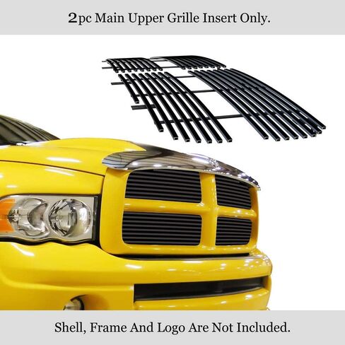 APS Compatible with Dodge Ram 2002-2005 Main Upper Stainless Steel SS Black Billet Front Grill Grille Insert D85374H in Saudi Arabia