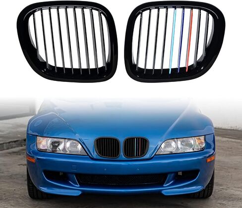 Gloss Black M Color Front Hood Bumper Kidney Grill Grille for 1995-2002 BMW Z3 M Roadster Coupe/Convertible 2-Door 1.9i 2.0i 2.2i 2.8i 3.0i in Kuwait