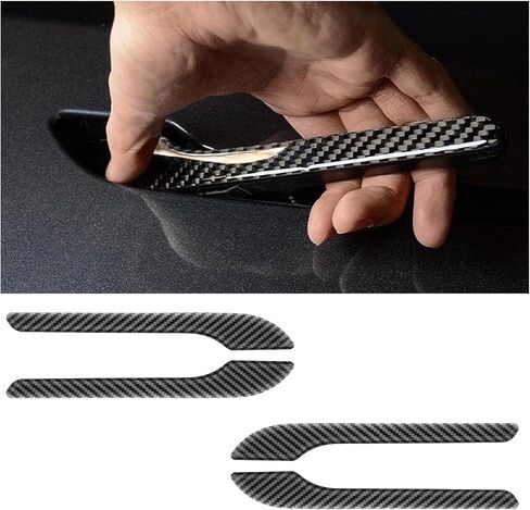 مجموعة غطاء مقبض الباب 4 قطع من طراز Tesla 3/Y (2017-2025) متوافقة مع المرتفعات والعرعر، ملحقات خارجية لحماية عتبات مقبض باب السيارة، ملصق ثلاثي الأبعاد من ألياف الكربون in Kuwait