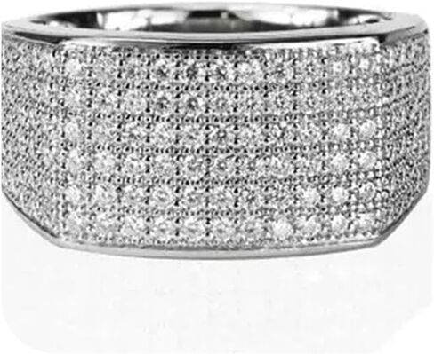 Mnyixsi Moissanite Rings for Men 925 Sterling Silver Simulated Diamond Moissanite Pave Band Statement Cocktail Rings Cluster Iced Out Lab Simulated Diamond Band Micropave Bling Wedding Ring Size 10 in Saudi Arabia