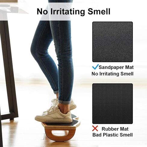 StrongTek Ergonomic Wood Foot Rest for Enhanced Circulation & Comfort, 350lbs Capacity, Rocker Balance Board for Standing Desks, Non-Slip, No Assembly, 18" Wide - Ideal for Office/HOM in Kuwait
