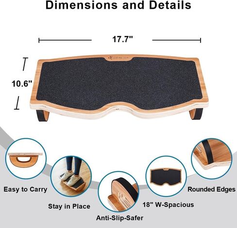 StrongTek Ergonomic Wood Foot Rest for Enhanced Circulation & Comfort, 350lbs Capacity, Rocker Balance Board for Standing Desks, Non-Slip, No Assembly, 18" Wide - Ideal for Office/HOM in Kuwait