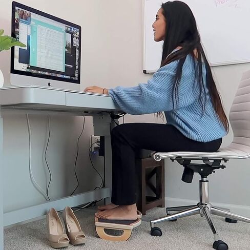 StrongTek Ergonomic Wood Foot Rest for Enhanced Circulation & Comfort, 350lbs Capacity, Rocker Balance Board for Standing Desks, Non-Slip, No Assembly, 18" Wide - Ideal for Office/HOM in Kuwait
