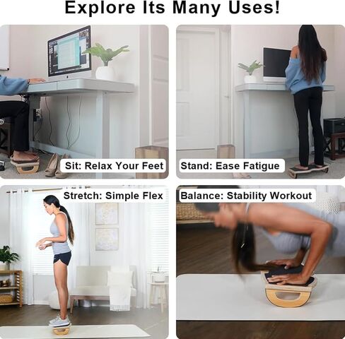 StrongTek Ergonomic Wood Foot Rest for Enhanced Circulation & Comfort, 350lbs Capacity, Rocker Balance Board for Standing Desks, Non-Slip, No Assembly, 18" Wide - Ideal for Office/HOM in Kuwait