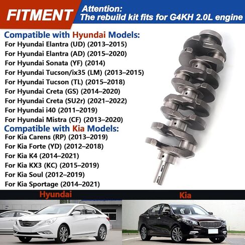 G4KH 2.0L طقم إصلاح إعادة بناء المحرك العمود المرفقي وقضبان التوصيل مناسب لشركة Hyundai Sonata Elantra Tucson لكيا سول فورتي سبورتاج 2011-2022 23110-2G400 23510-2G430 in Saudi Arabia