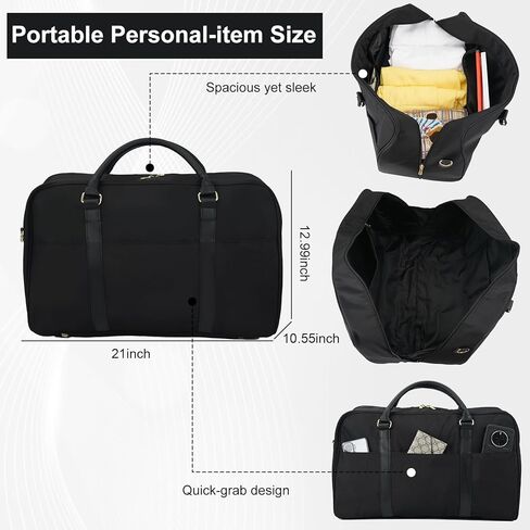Travel Duffle Bag for Women & Men - Weekender Overnight Bag, Large Carry-On Gym Bag, Sports Duffel, Hospital Bag, Yoga Tote,Work Bag & Trolley Sleeve (Black) in Kuwait