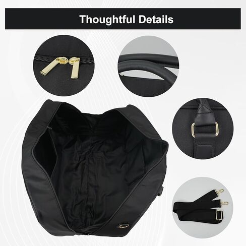 Travel Duffle Bag for Women & Men - Weekender Overnight Bag, Large Carry-On Gym Bag, Sports Duffel, Hospital Bag, Yoga Tote,Work Bag & Trolley Sleeve (Black) in Kuwait