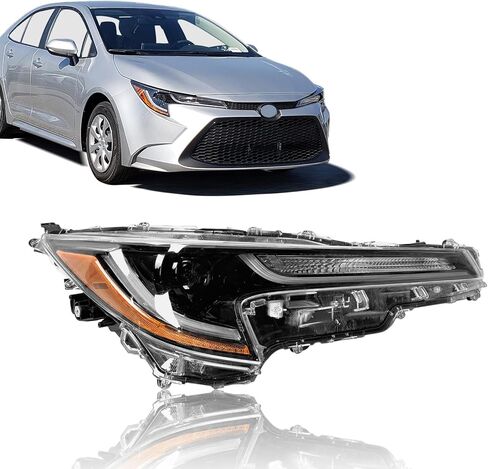 مصباح أمامي ILAMP مناسب لـ 2020 2021 2022 Toyota Corolla Base Trim L LE مجموعة المصابيح الأمامية LED DRL (السائق الأيسر) متوافق مع LED DRL LH 81150-02S30 CR20A01-1L in Kuwait