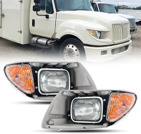 Headlight Assembly Fit for 2010-2015 International Terrastar Truck,DOT and SAE Approved Headlamp OE Replacement Left Driver & Passenger Right Side (A Pair) (Black) in Saudi Arabia