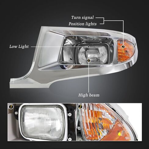 Headlight Assembly Fit for 2010-2015 International Terrastar Truck,DOT and SAE Approved Headlamp OE Replacement Left Driver & Passenger Right Side (A Pair) (Black) in Saudi Arabia