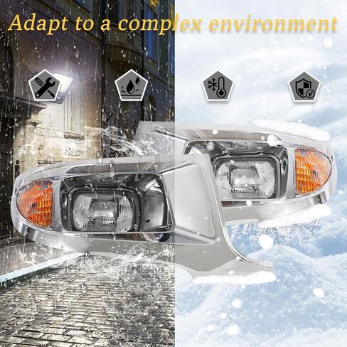 Headlight Assembly Fit for 2010-2015 International Terrastar Truck,DOT and SAE Approved Headlamp OE Replacement Left Driver & Passenger Right Side (A Pair) (Black) in Saudi Arabia