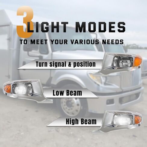 Headlight Assembly Fit for 2010-2015 International Terrastar Truck,DOT and SAE Approved Headlamp OE Replacement Left Driver & Passenger Right Side (A Pair) (Black) in Saudi Arabia