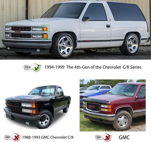 Pair Headlights Assembly Set For 1994 1995 1996 1997 1998 Chevy C10 Silverado Pickup For 1994-1999 Suburban/Tahoe C/K1500/2500/3500 Truck Replacement Headlamps W/Corner and Bumper Light in Saudi Arabia