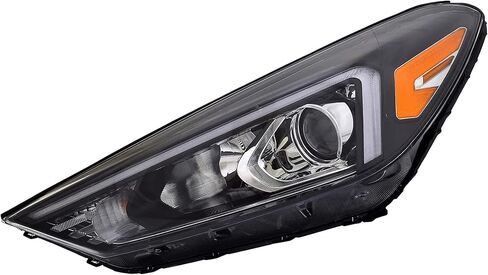 مجموعة المصابيح الأمامية متوافقة مع Hyundai Tucson SE,SEL، إصدار القيمة 19-21 هالوجين، بدون مصباح موضع LED، بدون شعار، زوج، HY2502234C/HY2503234C، معتمد من CAPA in Kuwait