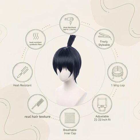 Dark Blue Wig for Hayakawa Aki Cosplay Long Anime Wig Synthetic Heat Resistant Costume Accessories for Festival & Party, with Wig Cap in Saudi Arabia