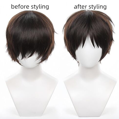 Eren Jaeger wig for Young Eren brownish black Synthetic hair with wig cap in Saudi Arabia
