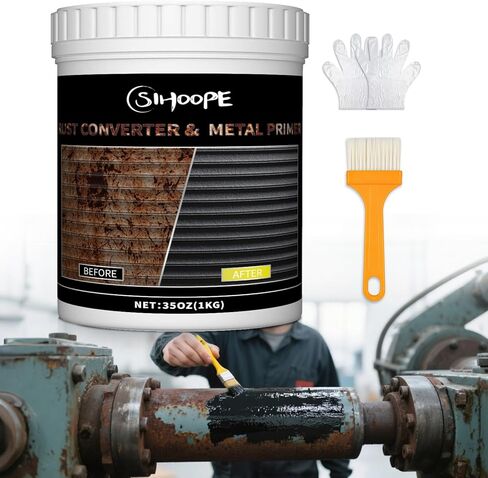 2-in-1 Rust Converter & Metal Primer, 35 Oz Black Rust Inhibitor Paint Primer, Rust Remover for Metal, Long-Lasting Rust Preventative Coating Rust Reformer Heat Resistance Rust Paint Cover in Kuwait