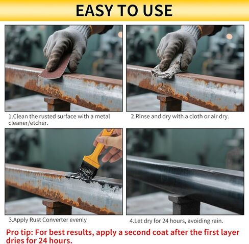 2-in-1 Rust Converter & Metal Primer, 35 Oz Black Rust Inhibitor Paint Primer, Rust Remover for Metal, Long-Lasting Rust Preventative Coating Rust Reformer Heat Resistance Rust Paint Cover in Kuwait