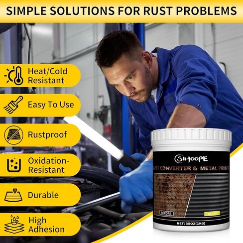 2-in-1 Rust Converter & Metal Primer, 35 Oz Black Rust Inhibitor Paint Primer, Rust Remover for Metal, Long-Lasting Rust Preventative Coating Rust Reformer Heat Resistance Rust Paint Cover in Kuwait