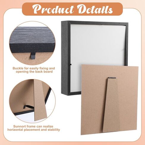 4 Pack Deep Shadow Boxes Frame Display Cases for Wall or Tabletop - Showcase Photos, Dried Flowers, Handicrafts, Collectibles in Black Wooden Picture Frames，8 x 8 Inch in Saudi Arabia