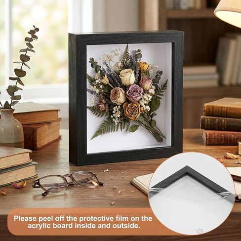 4 Pack Deep Shadow Boxes Frame Display Cases for Wall or Tabletop - Showcase Photos, Dried Flowers, Handicrafts, Collectibles in Black Wooden Picture Frames，8 x 8 Inch in Saudi Arabia