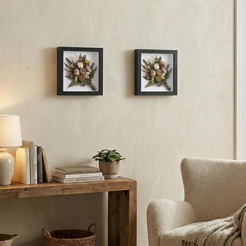 4 Pack Deep Shadow Boxes Frame Display Cases for Wall or Tabletop - Showcase Photos, Dried Flowers, Handicrafts, Collectibles in Black Wooden Picture Frames，8 x 8 Inch in Saudi Arabia