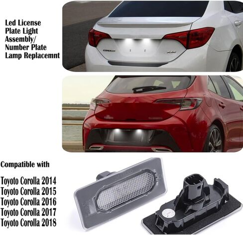 NJSBYL LED License Plate Light Assembly For 2014 2015 2016 2017 2018 Toyoto Corolla Rear Tag Lamp Number Plates Lights, White Direct Fit Replacement 2PCS/SET in Saudi Arabia