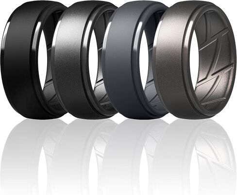 ThunderFit Silicone Rings Wedding Bands for Men, Dual-Layer Design, 10mm Wide, 2.5mm Thick, Breathable, Men’s Rubber Engagement Bands, Variety Multipack 4-7 in Saudi Arabia