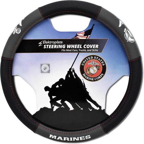 Elektroplate Officially Licensed US Marine Corps Premium Steering Wheel Cover - Small Size - Fits Cars with Diameter 13.9" to 14.6" in Saudi Arabia