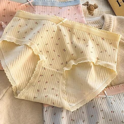 5 Pack Underwear for Women, Breathable Ladies Panties with Floral Pattern and Bow, Comfortable Stretch Panties for Daily Wear in Saudi Arabia